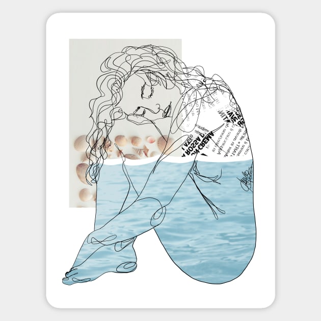 Ocean • Line version Sticker by geloferr
